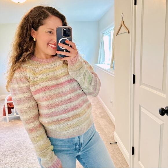 Intermix Pink Rainbow Wool Sweater Small - Picture 1 of 11